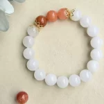 White Jade Red Agate Bracelet