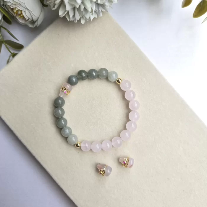 20250503_174727 Rose Quartz Jade with Agate Gourd Bracelet - Image 5