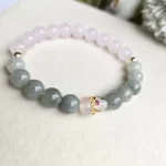 Rose Quartz Jade with Agate Gourd Bracelet