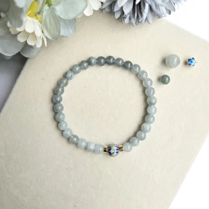 Myanmar Green Jade Lotus Bracelet