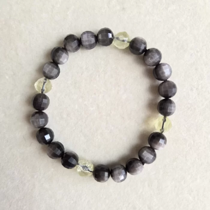 20250511_111949 Faceted Silver Obsidian Lemon Citrine Bracelet - Image 3