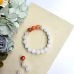 White Jade Red Agate Bracelet - Image 2