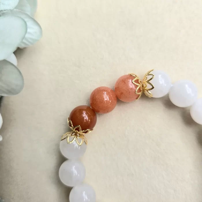 2505-06JD_white-jade-red-agate-2 White Jade Red Agate Bracelet - Image 4