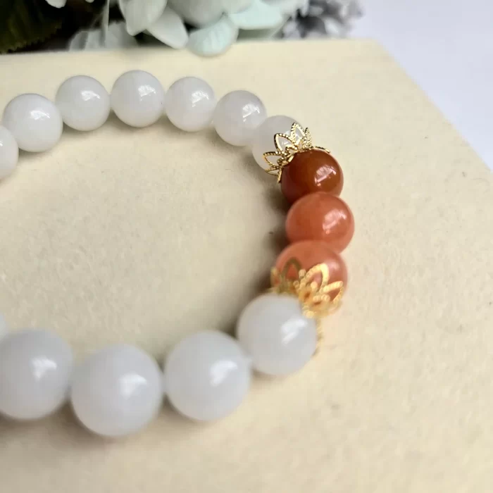 2505-06JD_white-jade-red-agate-3 White Jade Red Agate Bracelet - Image 5