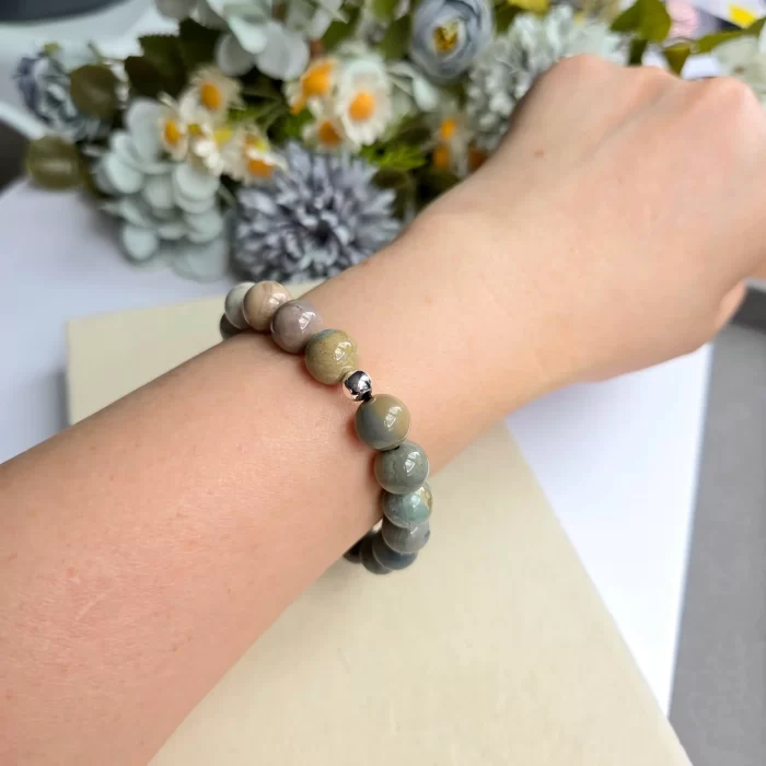 2505-09AA_alashan-agate-5 Alashan Agate Bracelet Silver - Image 3