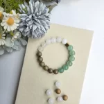 Green & White Aventurine and Sandalwood Bracelet - Image 4