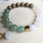 Green & White Aventurine and Sandalwood Bracelet - Image 2