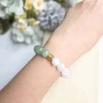 Green & White Aventurine and Sandalwood Bracelet - Image 3
