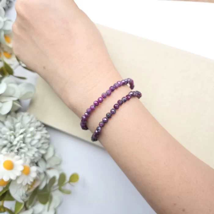 2505-20RV_faceted-purple-ruby-2 Faceted Purple Ruby Friendship Bracelet Set - Image 3