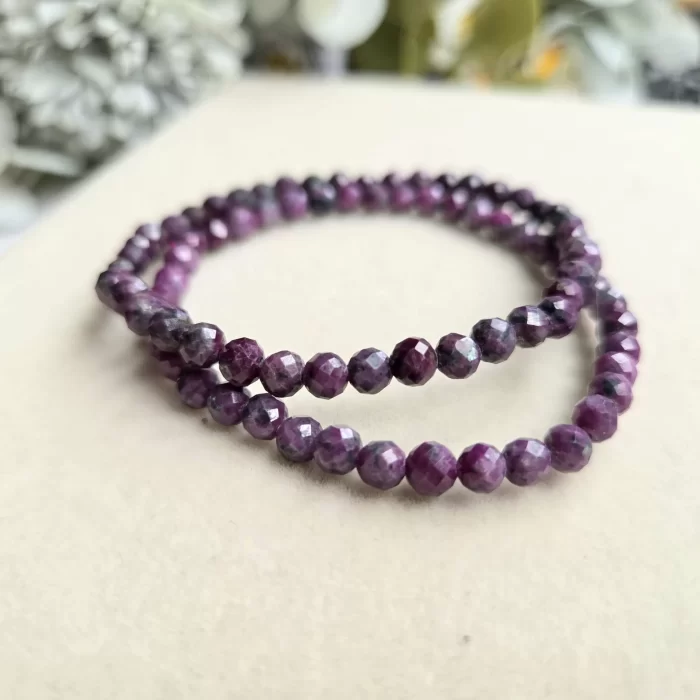 2505-20RV_faceted-purple-ruby-4 Faceted Purple Ruby Friendship Bracelet Set - Image 1