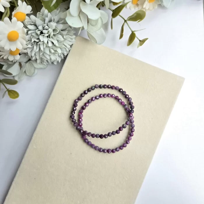 2505-20RV_faceted-purple-ruby-5 Faceted Purple Ruby Friendship Bracelet Set - Image 5