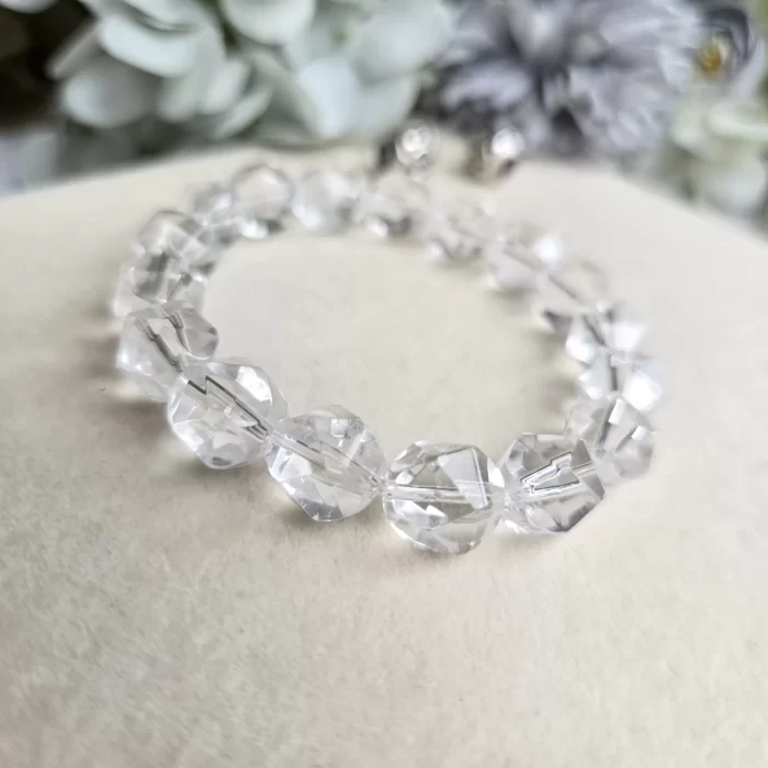 2505-22CQ_clear-quartz-5 Faceted High-Grade Clear Quartz Bracelet - Image 1