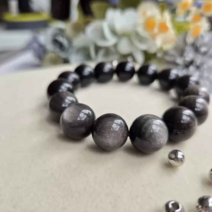 2505-23OB_silver-obsidian-3 Silver Obsidian Bracelet - Image 2