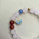 Rose Quartz & Carnelian with Butterfly Charm Bracelet - Image 4