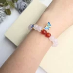 Rose Quartz & Carnelian with Butterfly Charm Bracelet - Image 3
