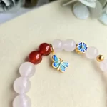 Rose Quartz & Carnelian with Butterfly Charm Bracelet - Image 2