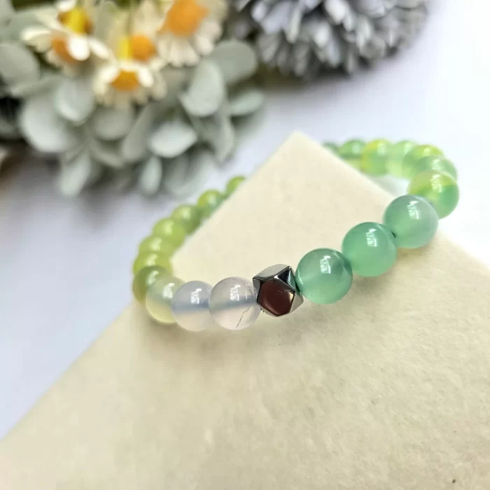 2505_33AG-green-agate-hematite-bracelet-6 Green Agate & Hematite Bracelet - Image 4