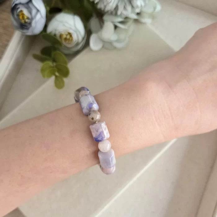 Blue Sakura Agate Blue Sakura Agate Lulutong & Bead Bracelet - Image 8