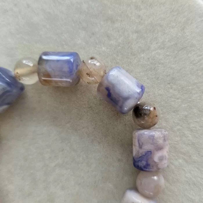 Blue Sakura Agate Bracelet (5) Blue Sakura Agate Lulutong & Bead Bracelet - Image 7