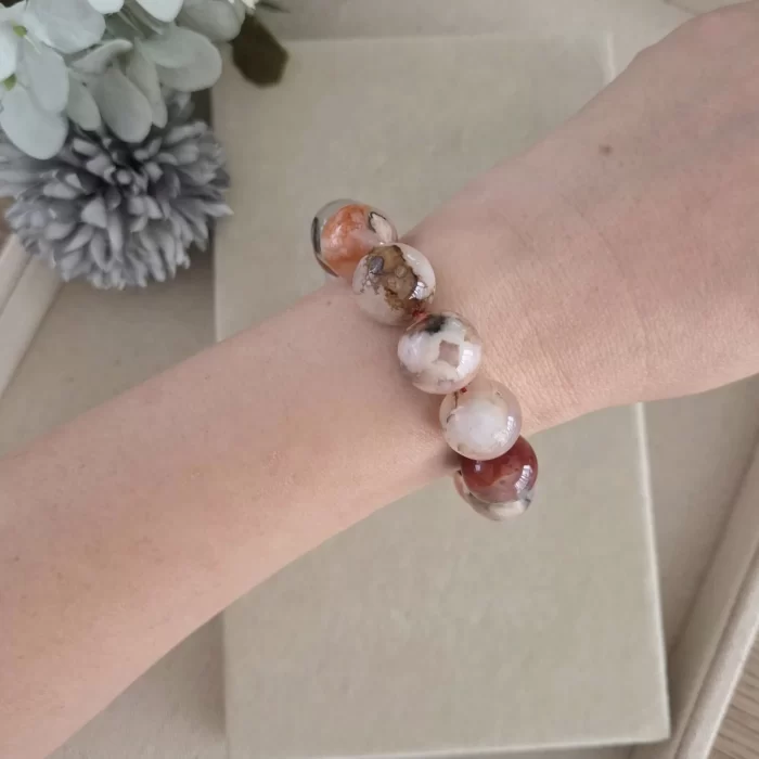 Red Sakura Agate Bracelet (2) Red Sakura Agate Bracelet - Image 5