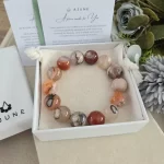 Red Sakura Agate Bracelet - Image 8