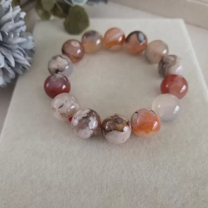 Red Sakura Agate Bracelet (5) Red Sakura Agate Bracelet - Image 6