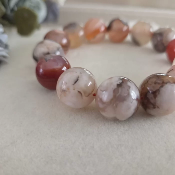 Red Sakura Agate Bracelet (7) Red Sakura Agate Bracelet - Image 3
