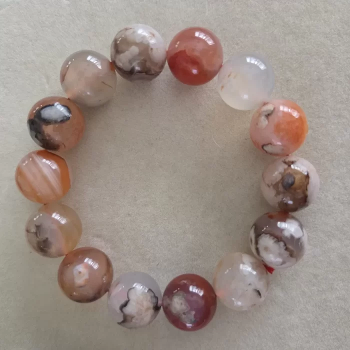 Red Sakura Agate Bracelet (8) Red Sakura Agate Bracelet - Image 2