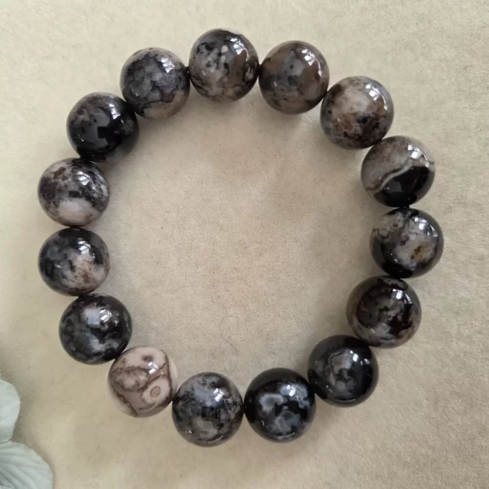 Black sakura agate bracelet (2) Black Sakura Agate Bracelet - Image 2