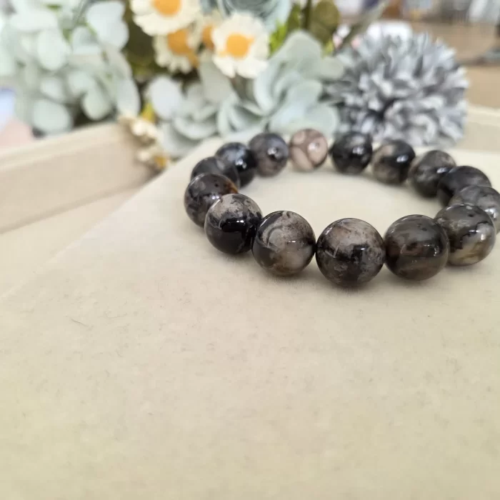 Black sakura agate bracelet (7) Black Sakura Agate Bracelet - Image 6