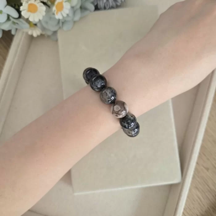 Black sakura agate bracelet (8) Black Sakura Agate Bracelet - Image 7