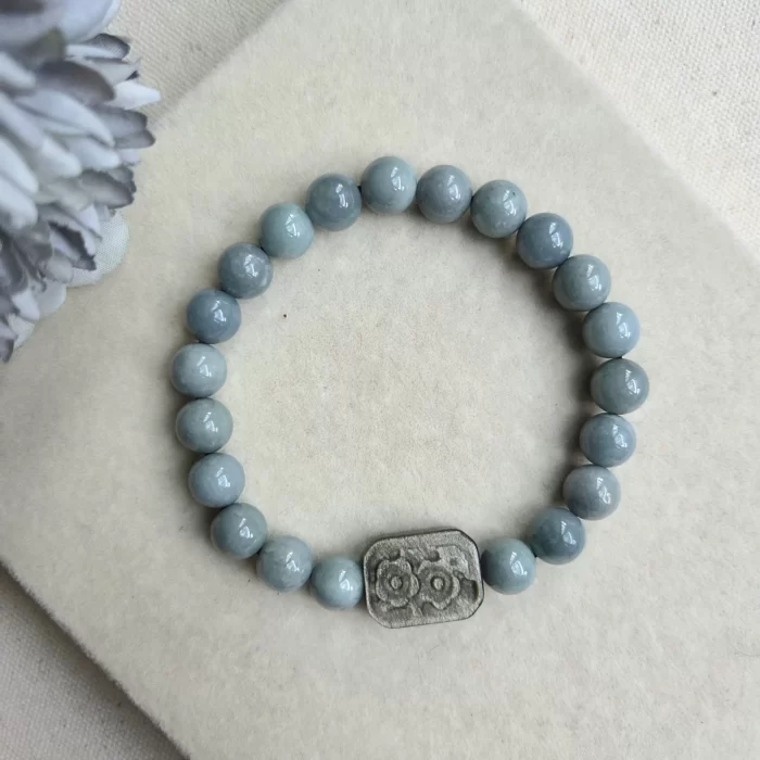 Blue Water Jade (4) Blue Water Jade with Golden Obsidian Bracelet - Image 1