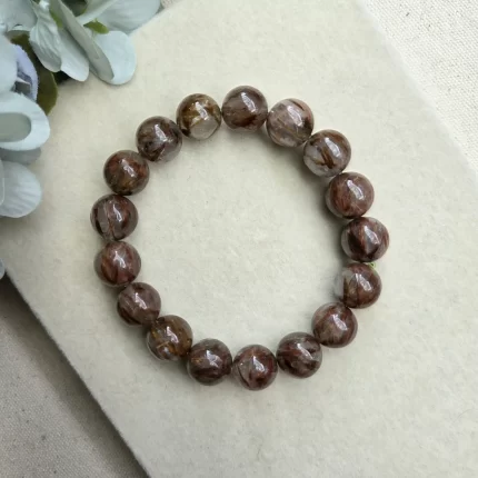 Red-Green Rutile Phantom Quartz Bracelet