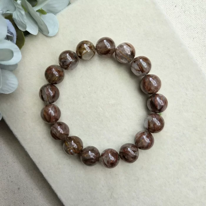 Red Green Rutile Phantom Quartz (7) Red-Green Rutile Phantom Quartz Bracelet - Image 1