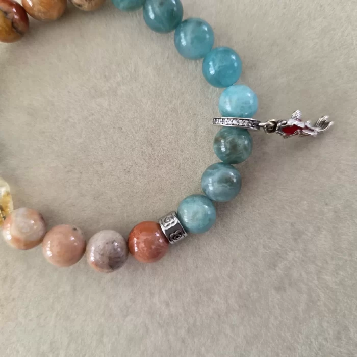 amazonite coral jade (4) Amazonite Coral Jade Tranquil Currents Bracelet - Image 4