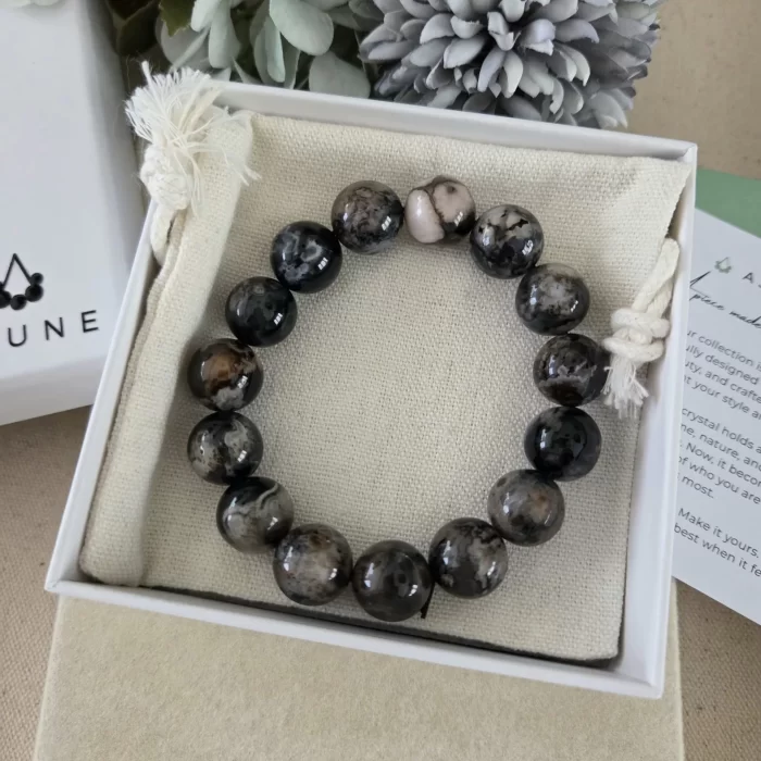 Black Sakura Agate (2) Black Sakura Agate Bracelet - Image 8