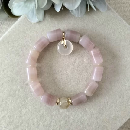 Pink Jade Lulutong Bracelet with FeiHong Agate Charm