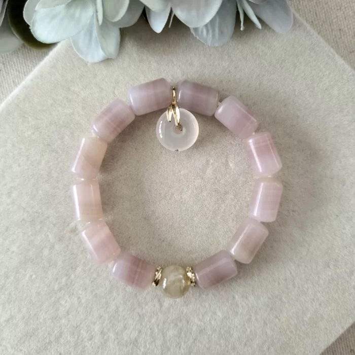 SKU 2507-100PJ_pink-jade-lulutong-bracelet-with-fei-hong-agate-charm (2) Pink Jade Lulutong Bracelet with FeiHong Agate Charm - Image 1
