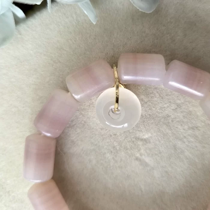 SKU 2507-100PJ_pink-jade-lulutong-bracelet-with-fei-hong-agate-charm (6) Pink Jade Lulutong Bracelet with FeiHong Agate Charm - Image 2