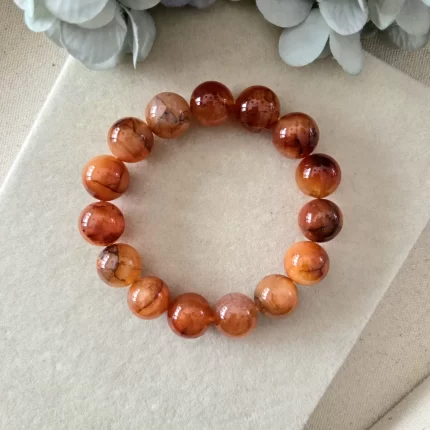 Ember Glow Dragon Vein Agate Bracelet