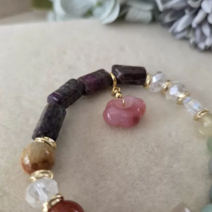 SKU 2507-99HB_Harmony-bloom-bracelet-coral-jade-jade-purple-jasper-austrian-crystal-alashan-agate-sakura-agate-lychee-agate- (1) Harmony Bloom - Image 6