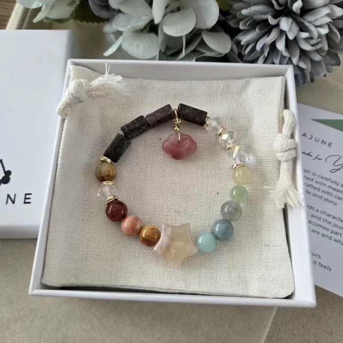 SKU 2507-99HB_Harmony-bloom-bracelet-coral-jade-jade-purple-jasper-austrian-crystal-alashan-agate-sakura-agate-lychee-agate- (4) Harmony Bloom - Image 5