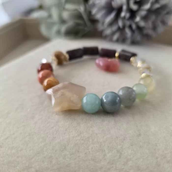 SKU 2507-99HB_Harmony-bloom-bracelet-coral-jade-jade-purple-jasper-austrian-crystal-alashan-agate-sakura-agate-lychee-agate- (6) Harmony Bloom - Image 4